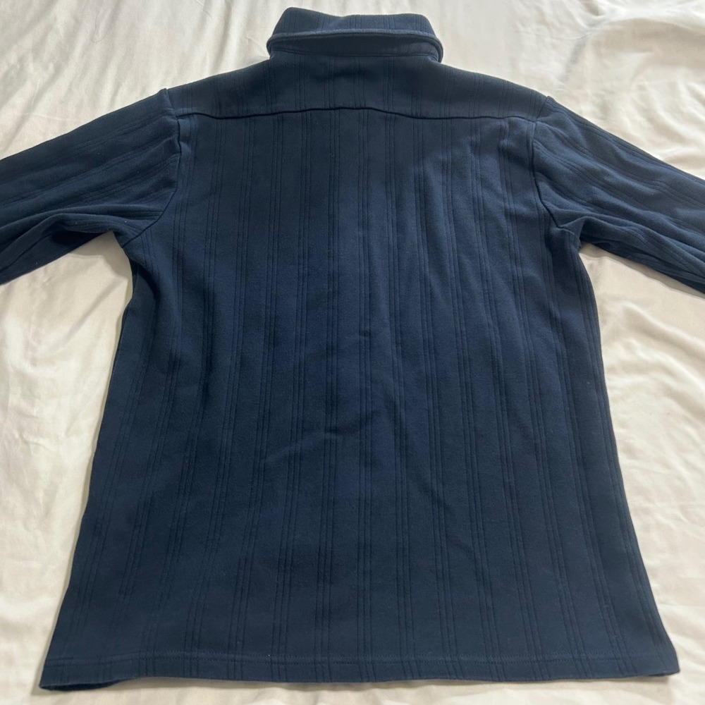 Slate & Stone Mens Navy Blue Ribbed Cotton Button Down Shirt Small Long Sleeve - Picture 6 of 9